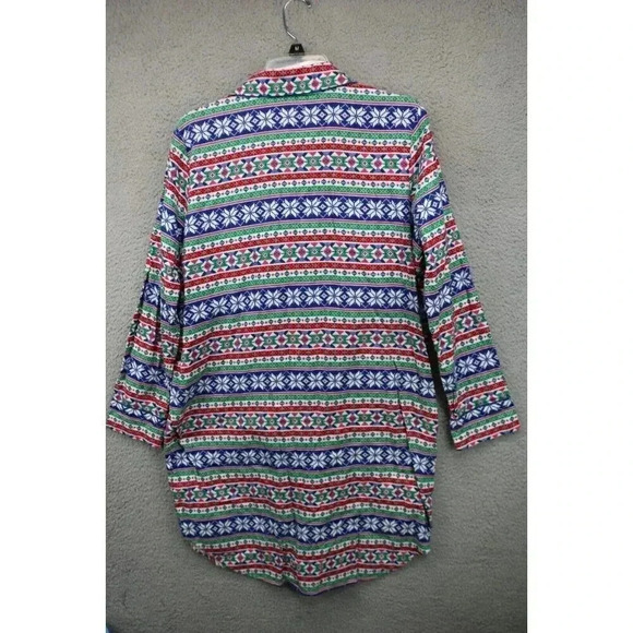 Land's End Flannel Pajama Sleep Shirt-Size Medium-Button Up - Picture 5 of 7